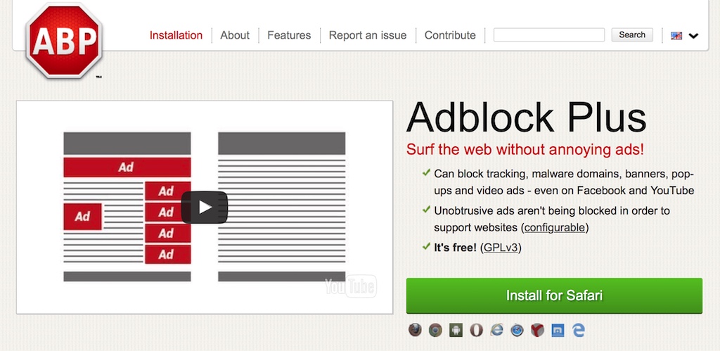 在 Safari 上安装 AdBlock Plus